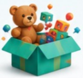 Teddy bear with toys